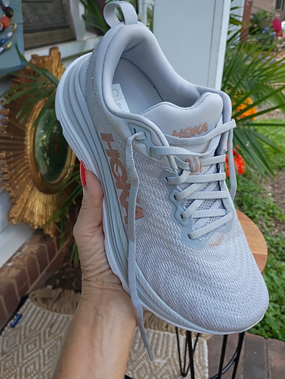 HOKA GAVIOTA 5 LADIES SZ 9.5 D WIDE HARBOR MIST ROSE GOLD RUNNING SNEAKERS LN - Picture 2 of 7